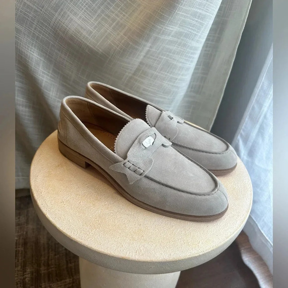 Christian Louboutin Beige Penny Flat Crosta Leather Loafers,Slip On, sz43 - Picture 3 of 8